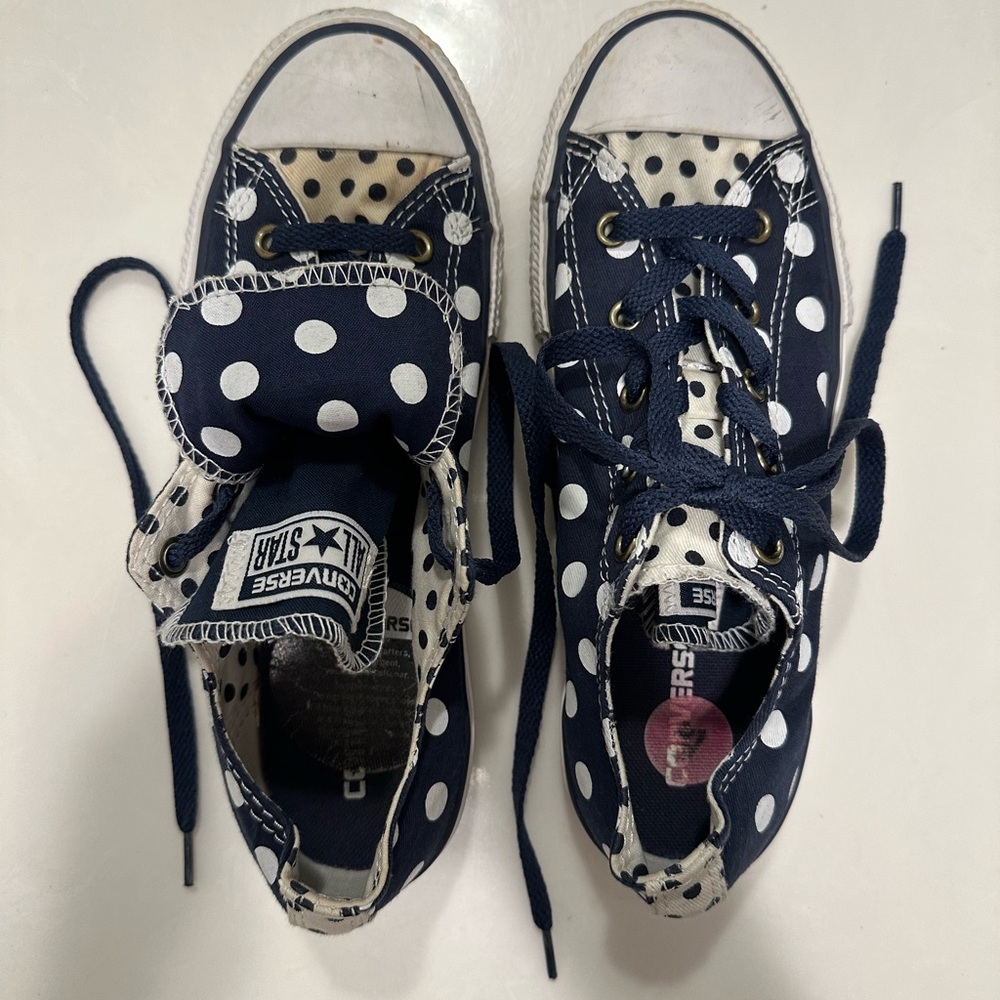 Converse Navy Polka Dot Sneakers